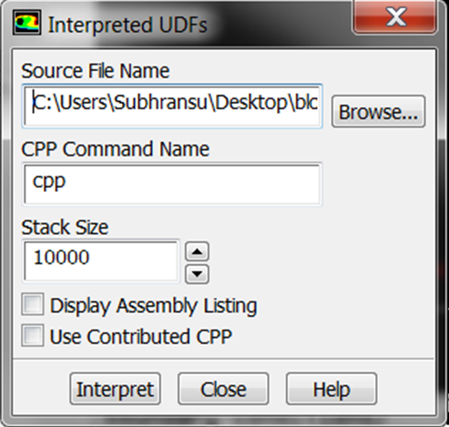 Interpreted UDFs Dialog Box